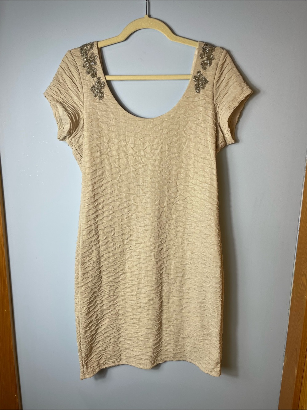 Free People Short Sleeve Scoop Neck Dress with Shoulder Embellishments